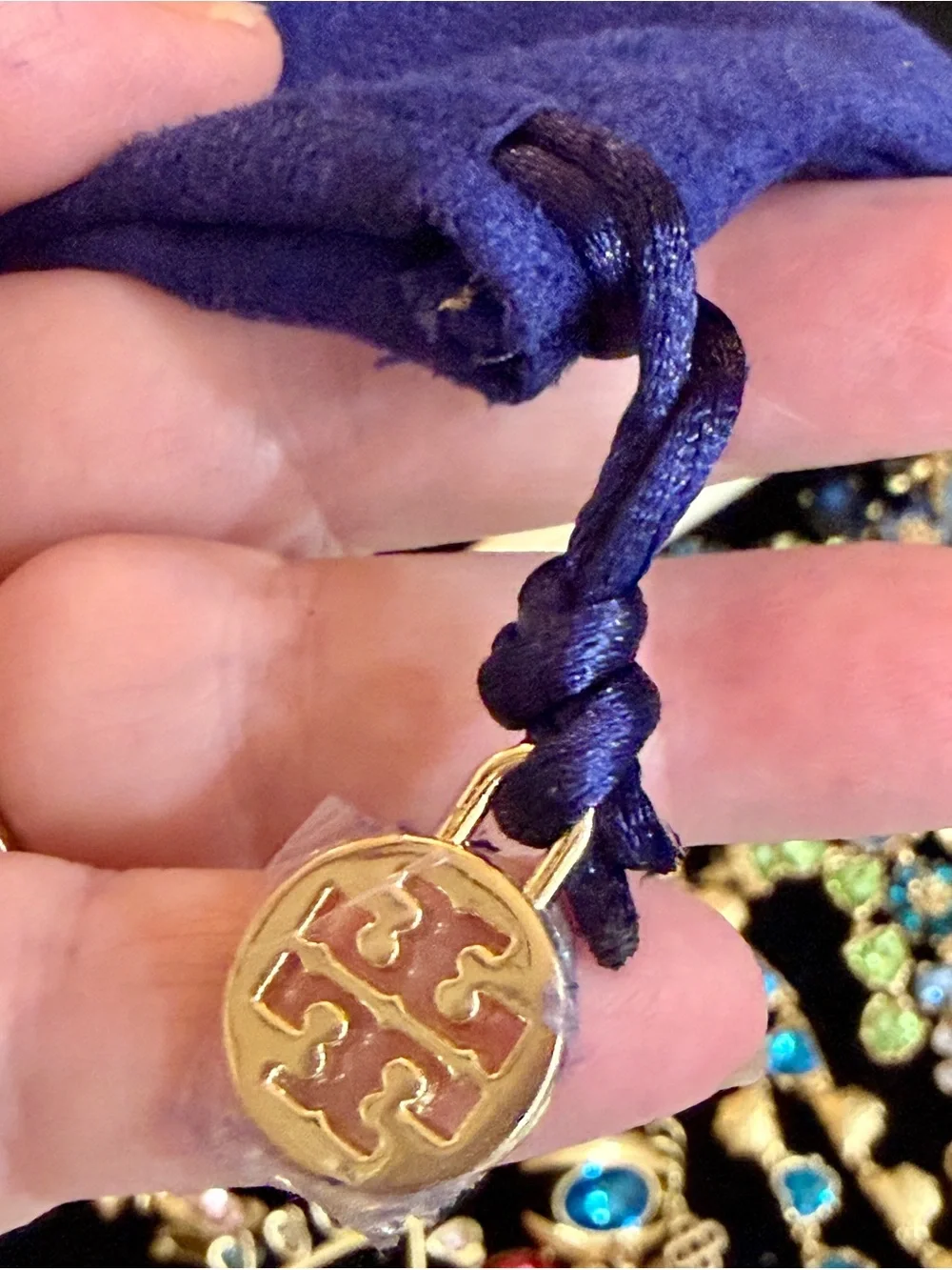 Tory Burch Dramatic Gold ChainTassel Earrings MOP Cabochon Pierced/Post
